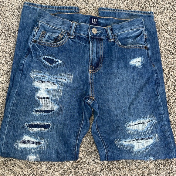 Boys GAP Blue Distressed Straight-Leg Jeans size 10 regular - Picture 1 of 17